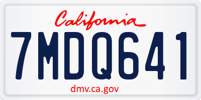 CA license plate 7MDQ641