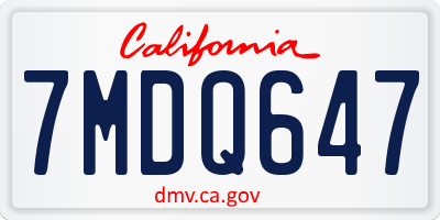 CA license plate 7MDQ647