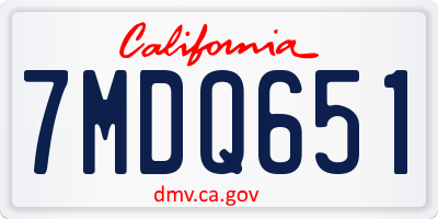 CA license plate 7MDQ651