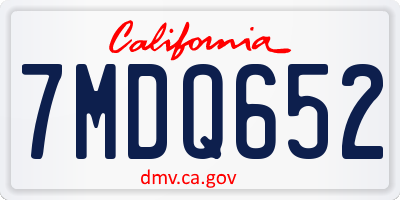 CA license plate 7MDQ652