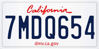 CA license plate 7MDQ654