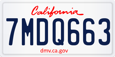 CA license plate 7MDQ663