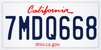 CA license plate 7MDQ668