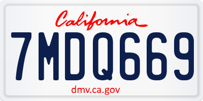 CA license plate 7MDQ669