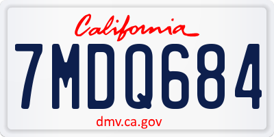 CA license plate 7MDQ684