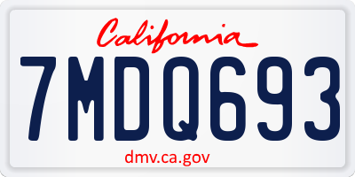 CA license plate 7MDQ693