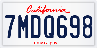 CA license plate 7MDQ698