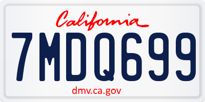 CA license plate 7MDQ699