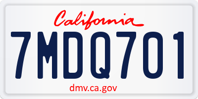 CA license plate 7MDQ701