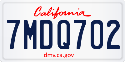 CA license plate 7MDQ702