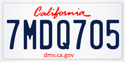 CA license plate 7MDQ705