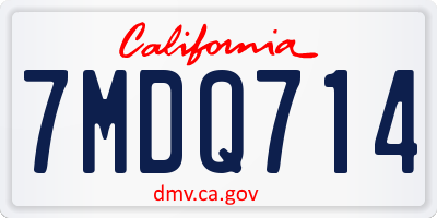 CA license plate 7MDQ714