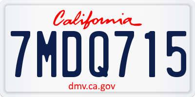 CA license plate 7MDQ715