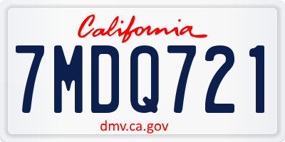 CA license plate 7MDQ721