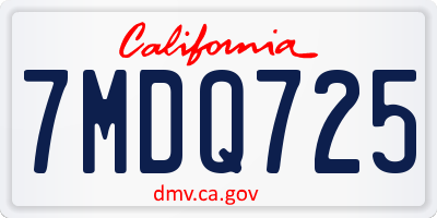 CA license plate 7MDQ725