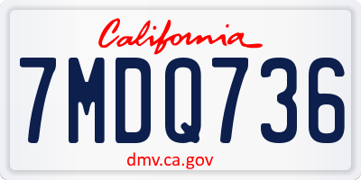 CA license plate 7MDQ736