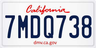 CA license plate 7MDQ738
