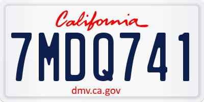 CA license plate 7MDQ741