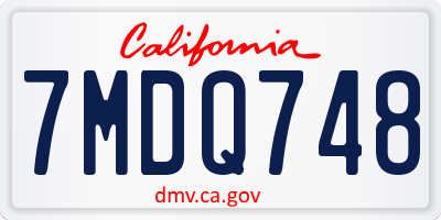 CA license plate 7MDQ748