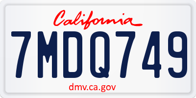 CA license plate 7MDQ749