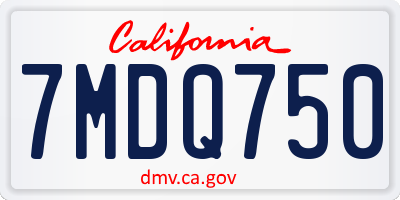 CA license plate 7MDQ750