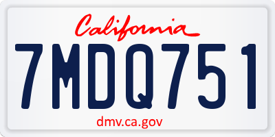 CA license plate 7MDQ751