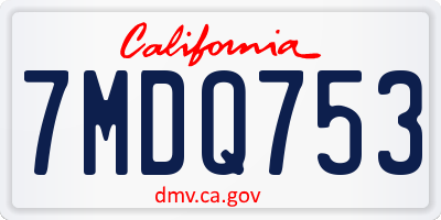 CA license plate 7MDQ753