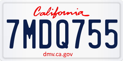 CA license plate 7MDQ755