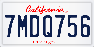 CA license plate 7MDQ756