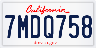 CA license plate 7MDQ758