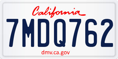 CA license plate 7MDQ762