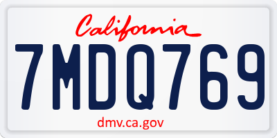 CA license plate 7MDQ769