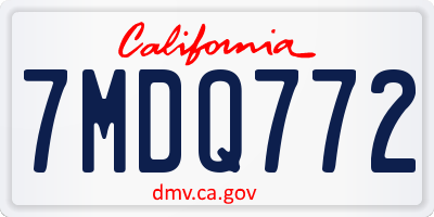 CA license plate 7MDQ772