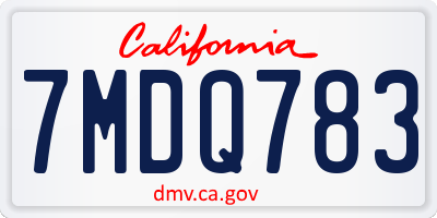 CA license plate 7MDQ783