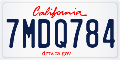 CA license plate 7MDQ784