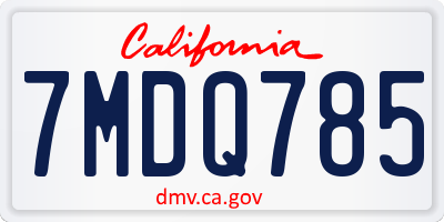 CA license plate 7MDQ785