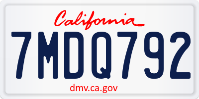 CA license plate 7MDQ792