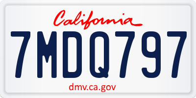 CA license plate 7MDQ797