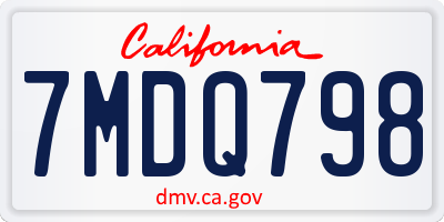 CA license plate 7MDQ798