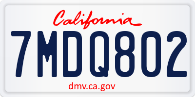 CA license plate 7MDQ802