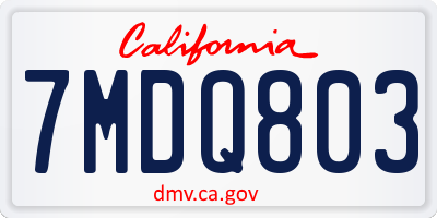 CA license plate 7MDQ803