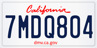 CA license plate 7MDQ804