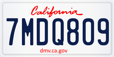 CA license plate 7MDQ809