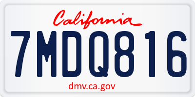 CA license plate 7MDQ816