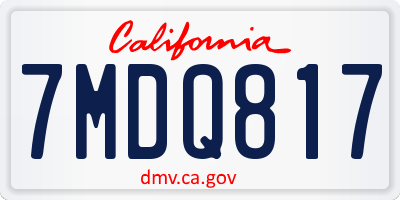 CA license plate 7MDQ817