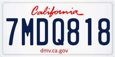 CA license plate 7MDQ818