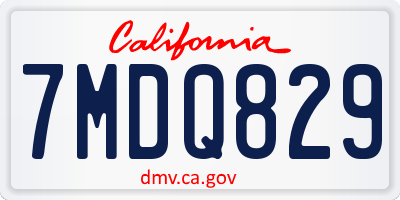 CA license plate 7MDQ829