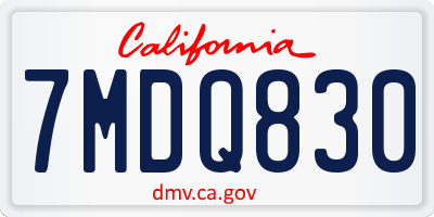 CA license plate 7MDQ830