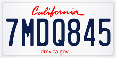 CA license plate 7MDQ845