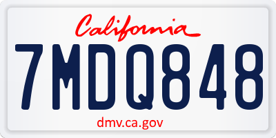 CA license plate 7MDQ848